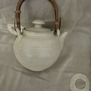 Ceramic Teapot with Wicker Handle